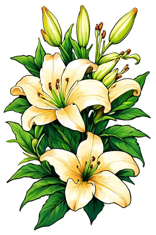 Lily Intertwined Honeysuckle Flowers