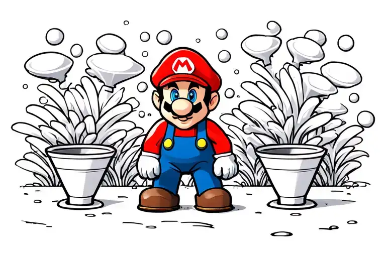 Funnels Everywhere With Super Mario Style Bushes In The Background