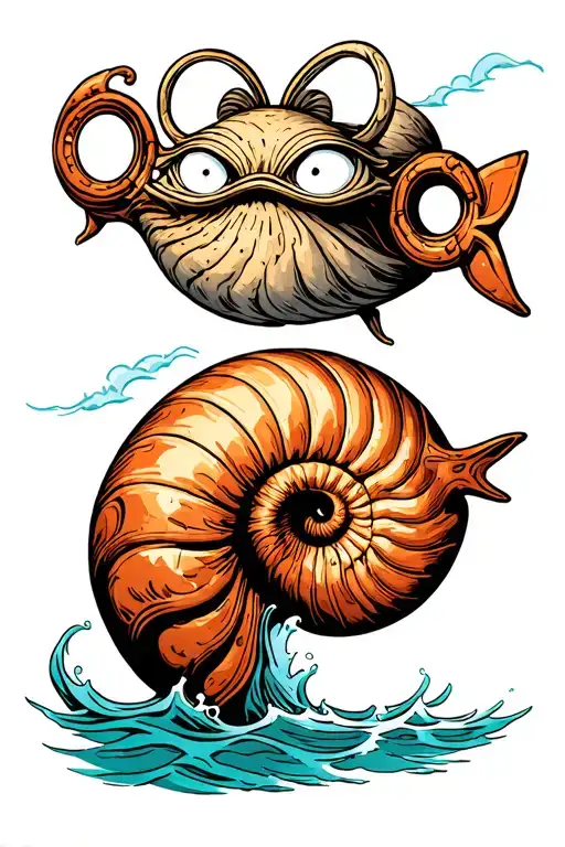 Nautilus De Jules Verne Vs Calamar With White Eyes