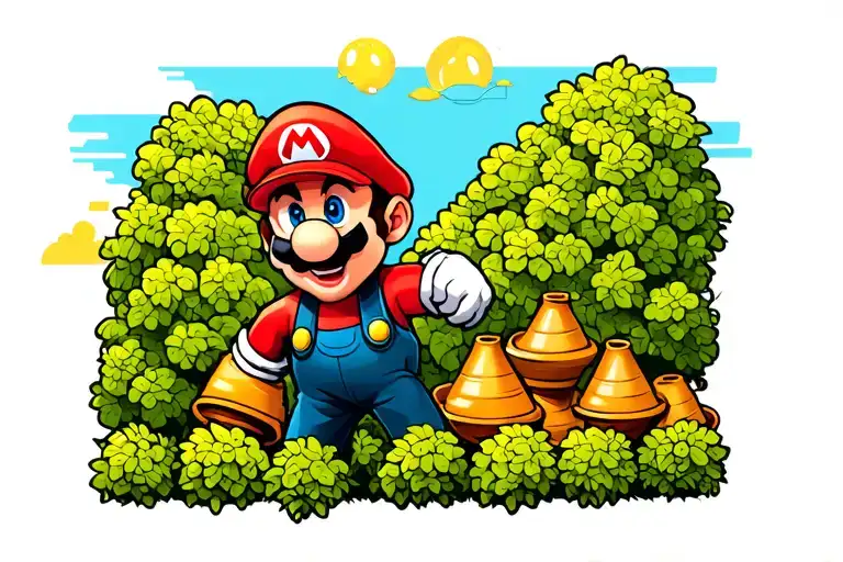 Funnels Everywhere With Super Mario Style Bushes In The Background