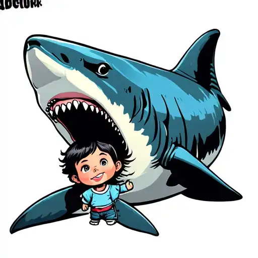 Shark & Child Wearing