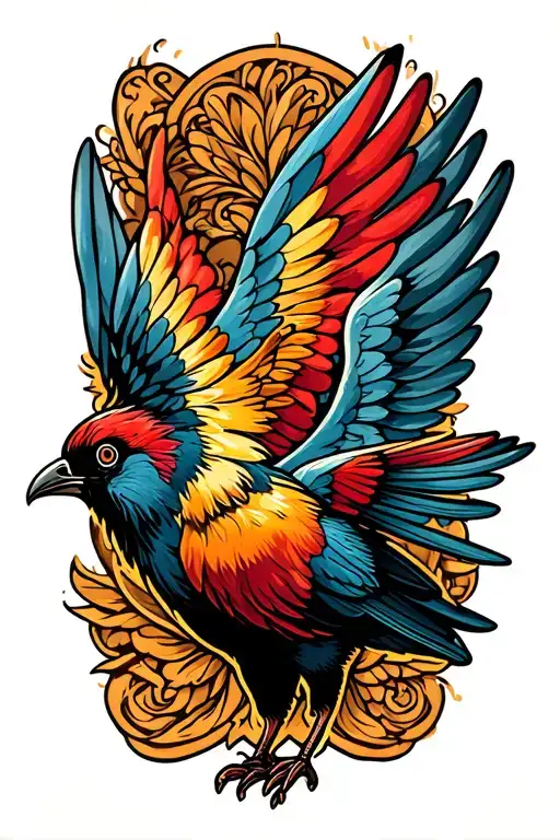 Bird With Wings Spread Color