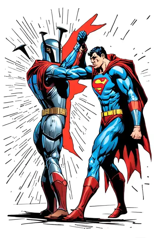 Superman Vs Mandalorian Fighting