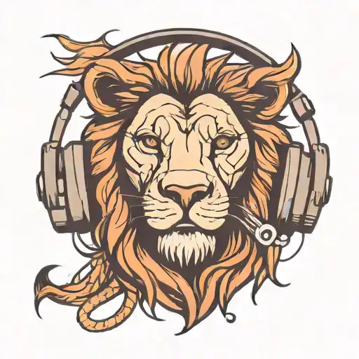 Lion Wearing Headphones