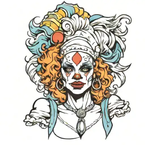 Women Clown Wearing Lion Headress