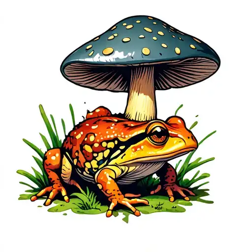 Mushroom & Toad Hand Tattoo Design Incorporating Elements