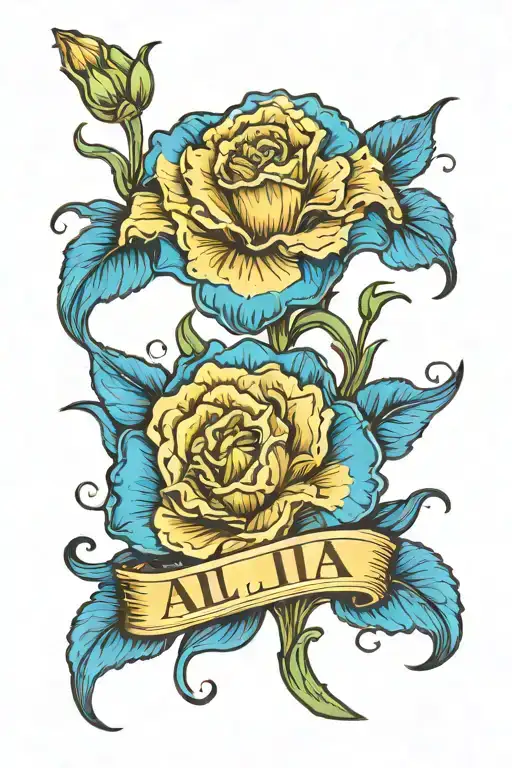 Blue Carnation Flower With The Name Alia In The Stem