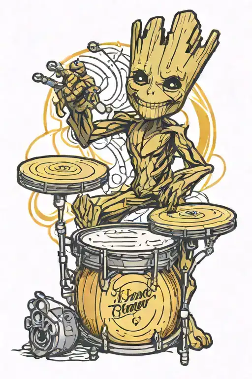 Groot Playing A Drum