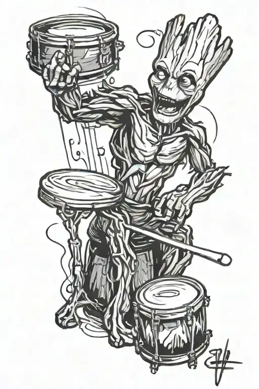 Groot Playing A Drum