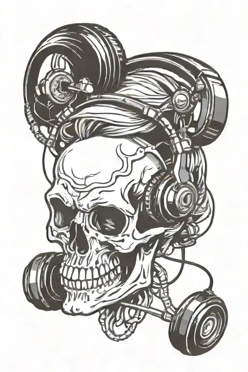 Skull Wearing Headphones