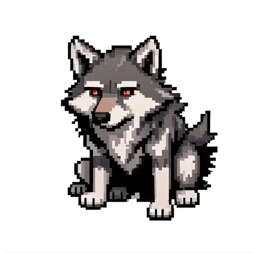 Pixelated Minecraft Wolf Sitting