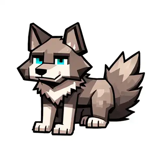 Cute Minecraft Wolf Sitting