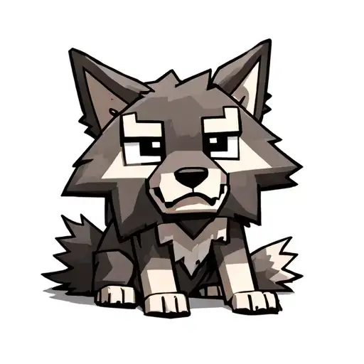 Cute Happy Minecraft Wolf Sitting