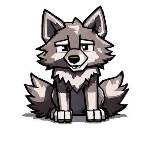 Cute Smiling Minecraft Wolf Sitting