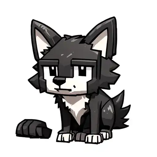 Cute Black Minecraft Wolf Sitting