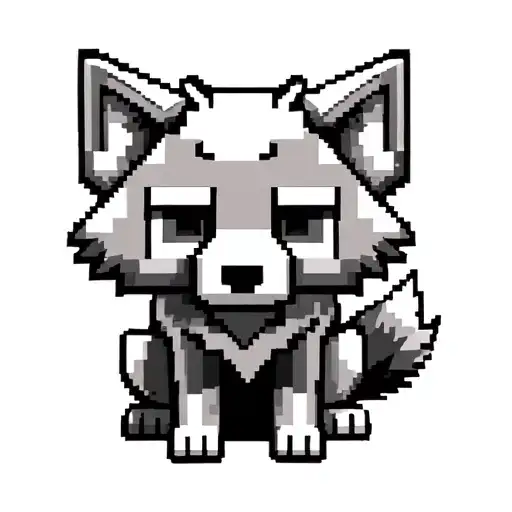 Cute Minecraft Wolf Sitting Stencil