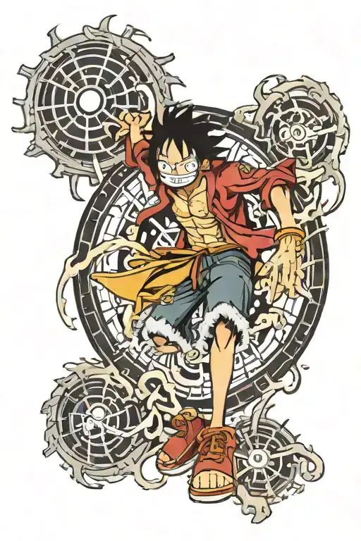 Luffy Anime 4Th Gear Dark Red Half Sleve