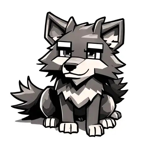 Cute Minecraft Wolf Sitting