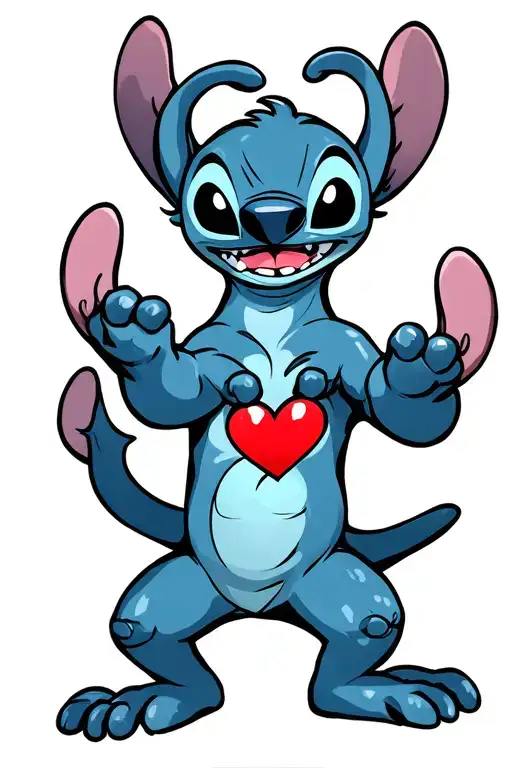 Stitch Using His Four Arms To Make A Big Heart Shape