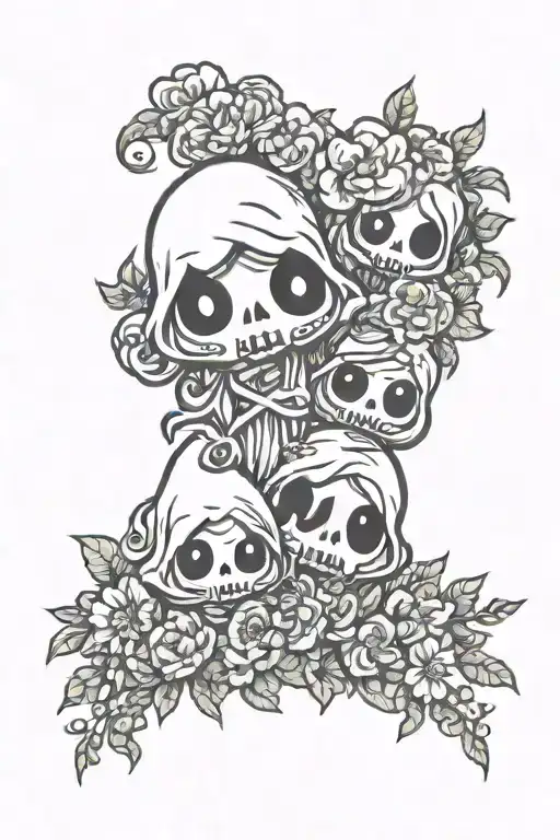 Chibi Ghosts Hiding In Wild Flowers