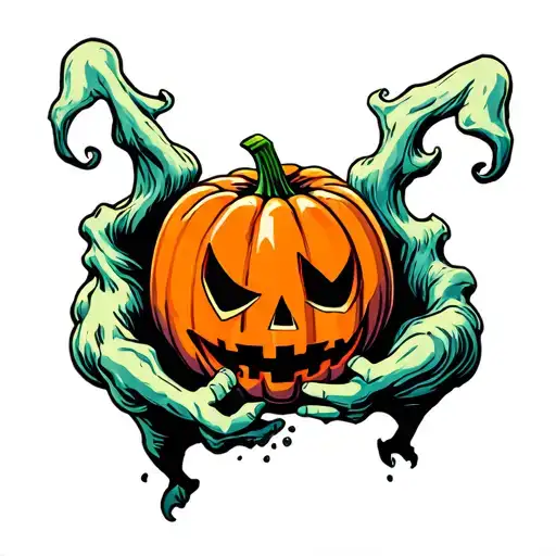 Ghost And Pumpkin Head