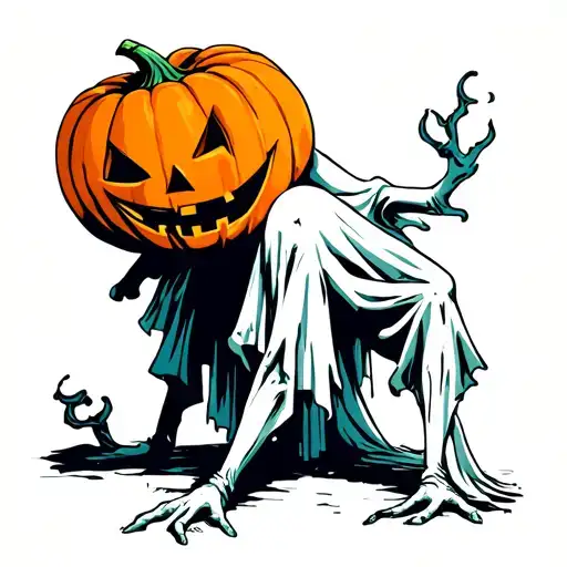 Ghost With Pumpkin Head