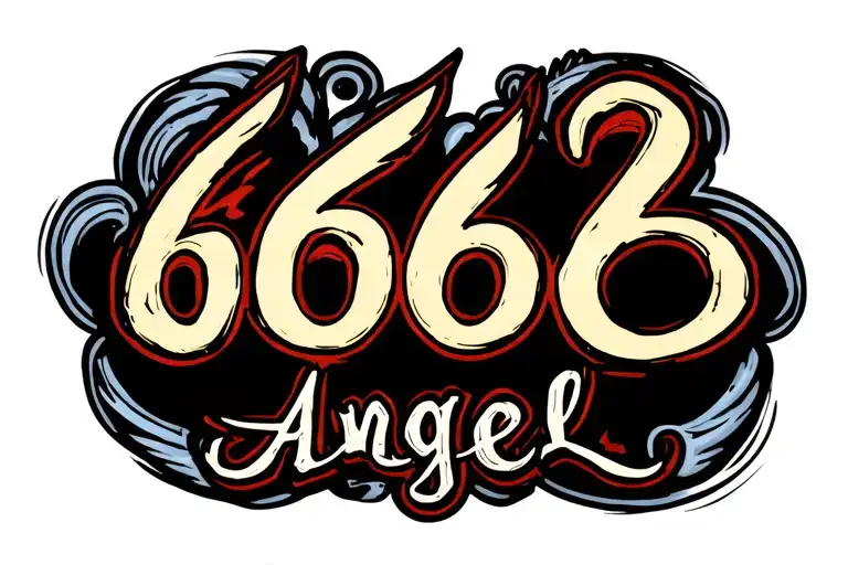 The Number 666 Tattoo On Neck With The Word Angel In Cursive Under It
