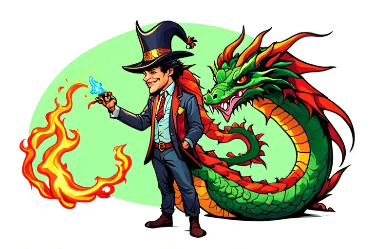 Magician And Dragon Wrapping Tail