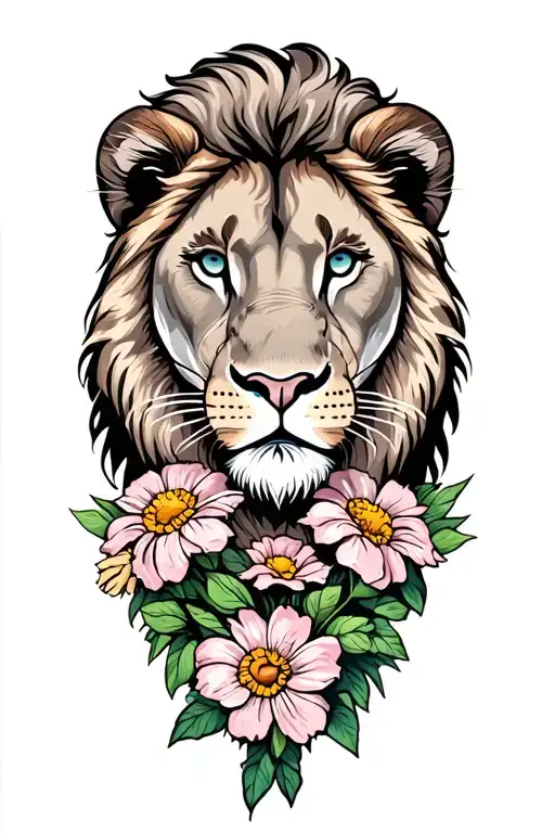 Lioness With Flowers