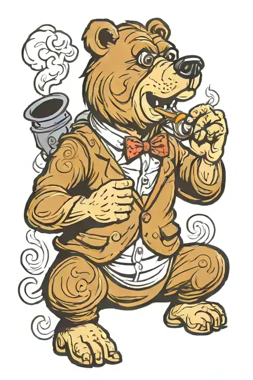 Bear Smoking Pipe