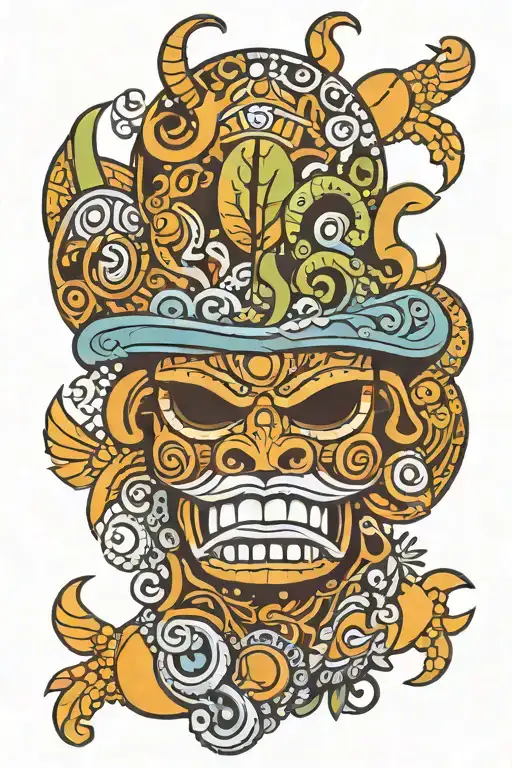 Taino Coqui Arm Sleeve Tattoo Design