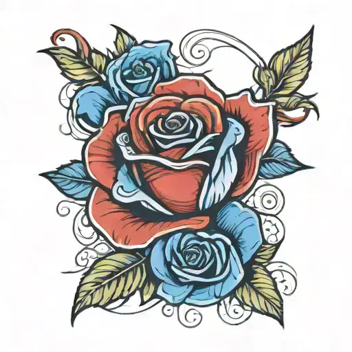 A Red And Blue Rose Wrapped Around The Name Analeigh