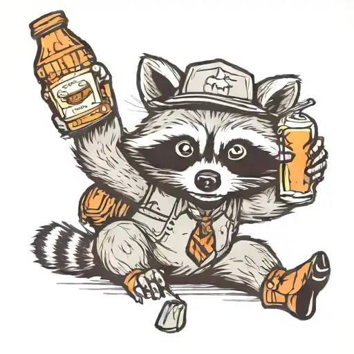 Raccoon Holding Bottle Of Jameson Whiskey Bottle