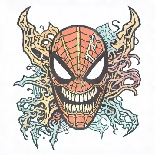 Half Spiderman Mask Half Zombie Face Merged