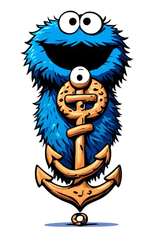 Cookie Monster With An Anchor Intertwined