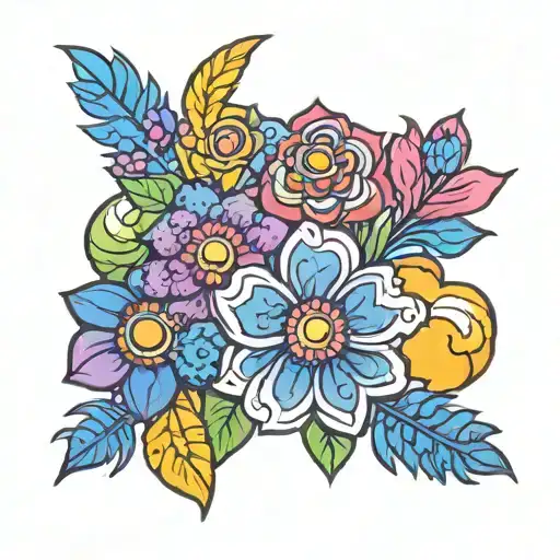 Cluster Of 90S Hippie Flowers In Pride Colors