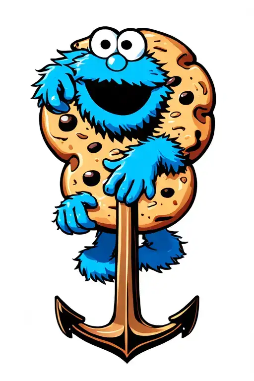 Cookie Monster With An Anchor Intertwined