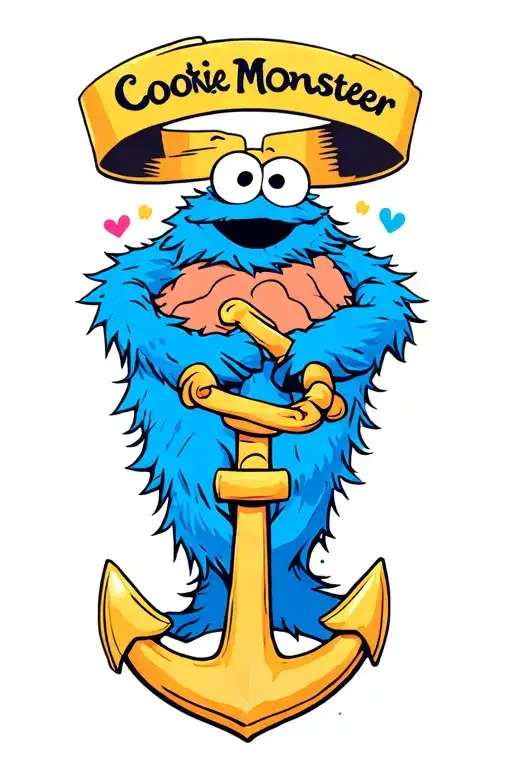 Cookie Monster With An Anchor Intertwined