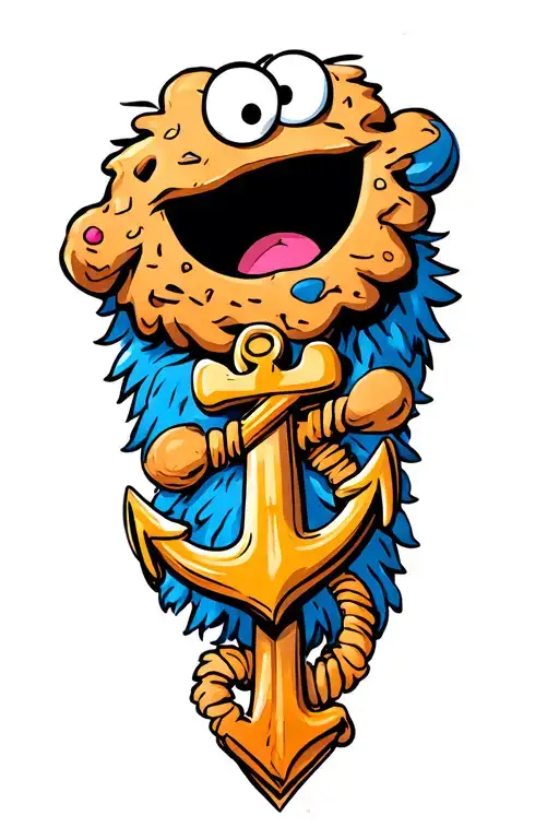 Cookie Monster With An Anchor Intertwined