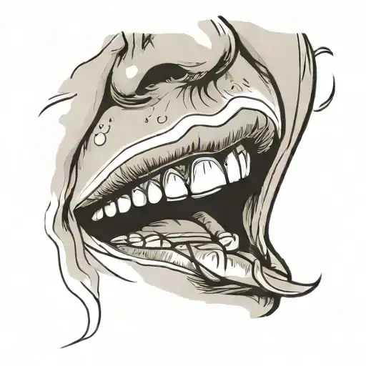 Someone Opening Another Person's Mouth With There Hands From Top Lip And Both Lip