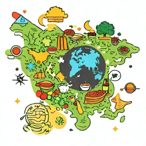 A Colorful Map Of The World With Various Food Icons Representing Different Cuisines
