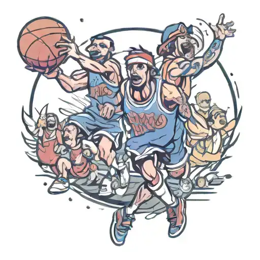 Famous Videogame Characters Playing Basketball