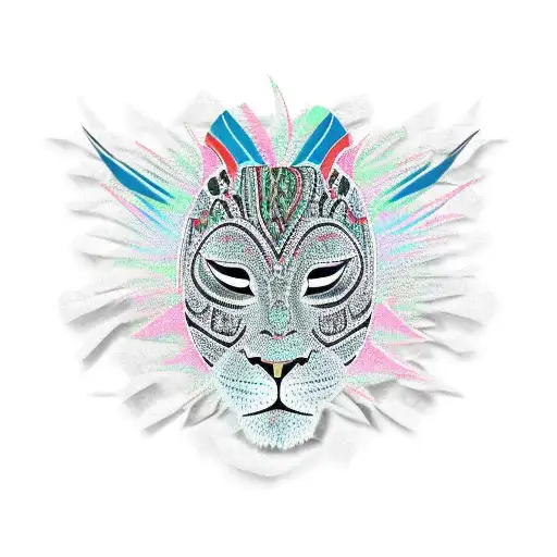 African Tribal Mask With Leopard Print Pattern