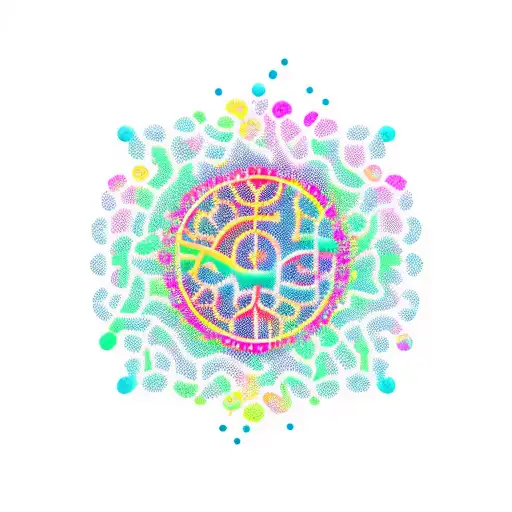 A New-school Tattoo Of A Vibrant React Logo Transforming Into A Tree Of Code Branches