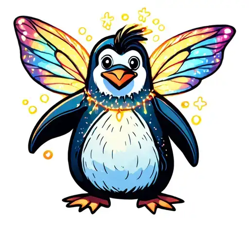 Penguin Dancing Fairy Lights Shining