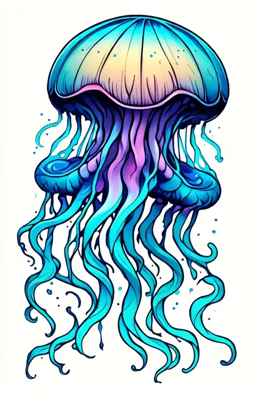 Neo Traditional Jellyfish Tattoo Design