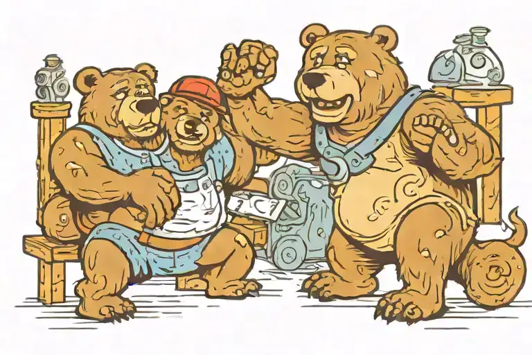 Big Bear And Little Bear Playing