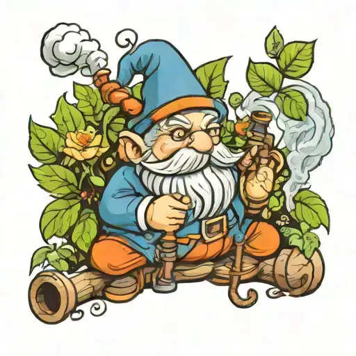 Garden Gnome Smoke An Long Pipe