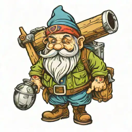 A Garden Gnome With Traveler Costume