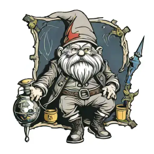 A Garden Gnome With Traveler Costume But Not A Biggester Than He